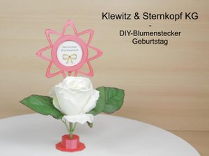 Vorschaubild Produktvideo-DIY-Blumenstecker Blume 1-1 hellrot mit weißer Kunstrose