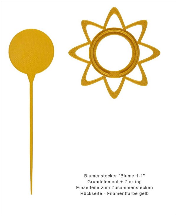 Blumenstecker-Blume 1-1-gelb