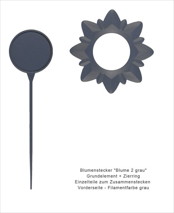 Blumenstecker-Blume 2-grau