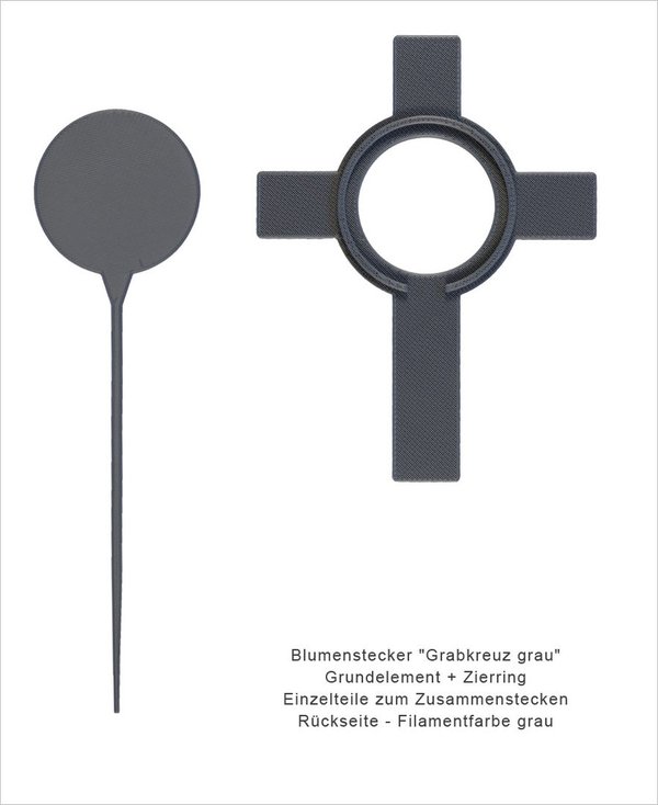 Blumenstecker-Kreuz-grau