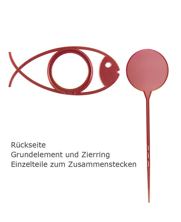 Blumenstecker-Fisch 1-rot-goldfarben
