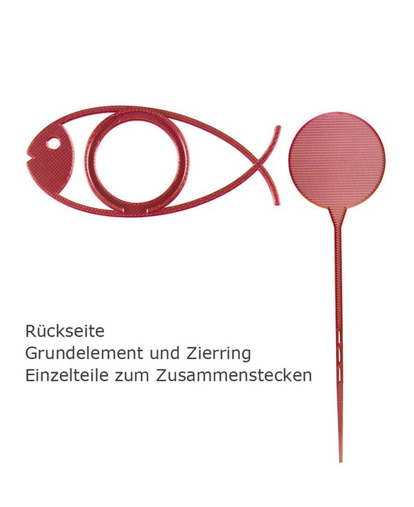Blumenstecker-Fisch 2-rot-goldfarben