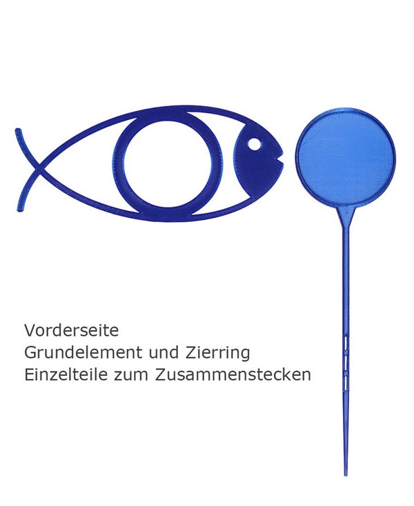 Blumenstecker-Fisch 2-dunkelblau-glänzend
