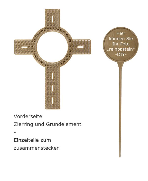 Blumenstecker-Kreuz-bronzefarben