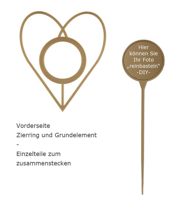 Blumenstecker-Herz-bronzefarben