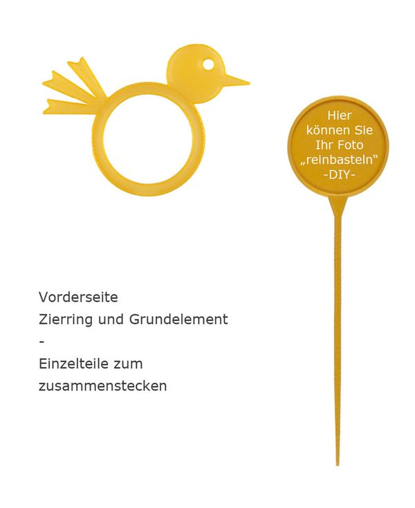 Blumenstecker-Vogel-gelb
