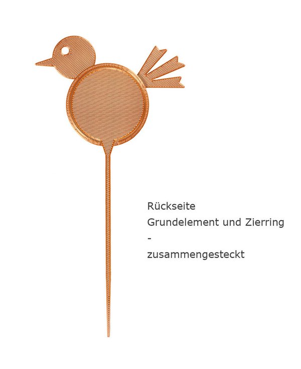 Blumenstecker-Vogel-kupferfarben